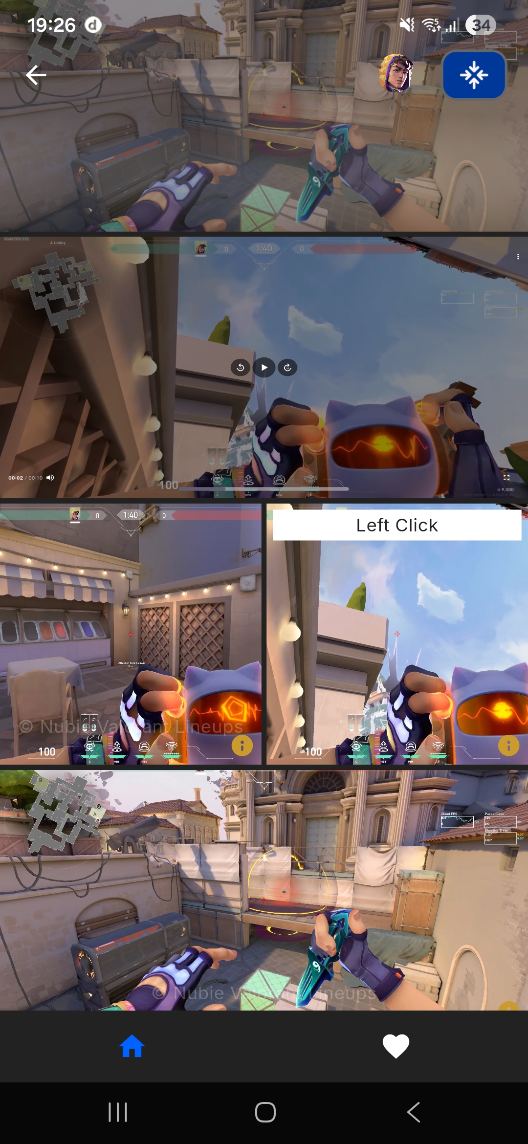 Nubie Valorant Lineups screenshot showing step-by-step lineup execution